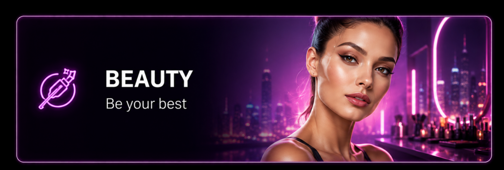 Futuristic digital banner representing Beauty Industry