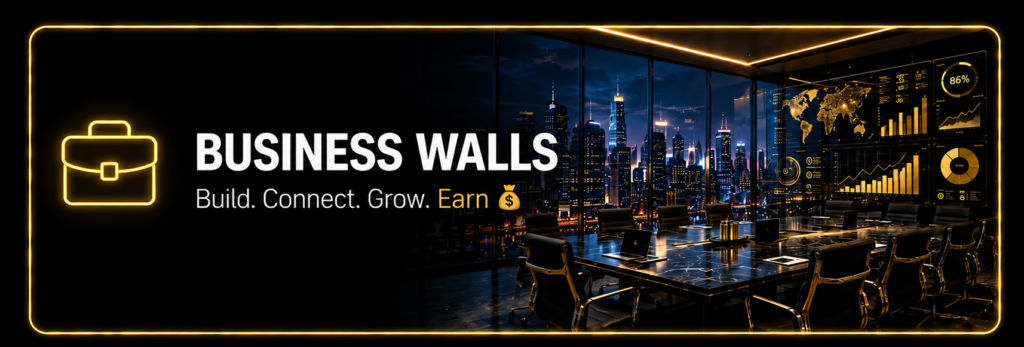 Futuristic banner representing business pages and company profiles on our social media platform, Blahface.