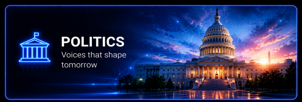 Futuristic digital banner representing Politics and Political News